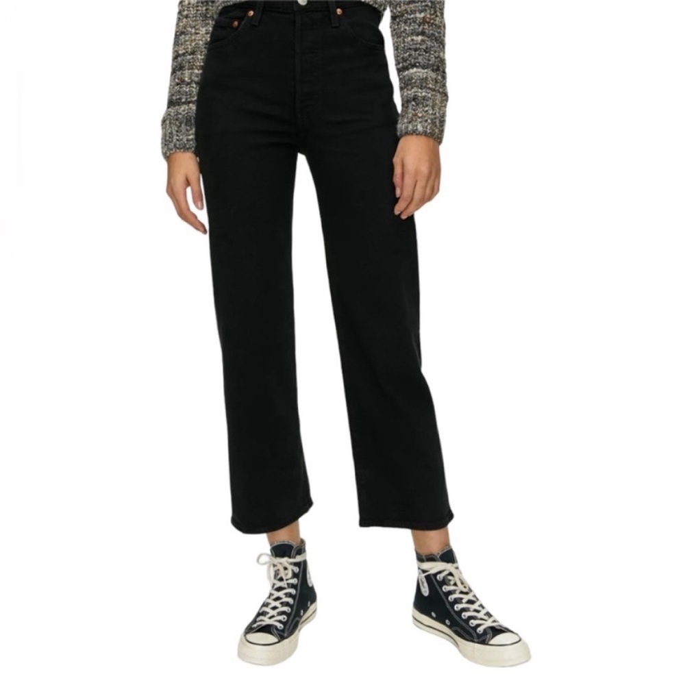 Levi's Black High-Rise Straight Jeans